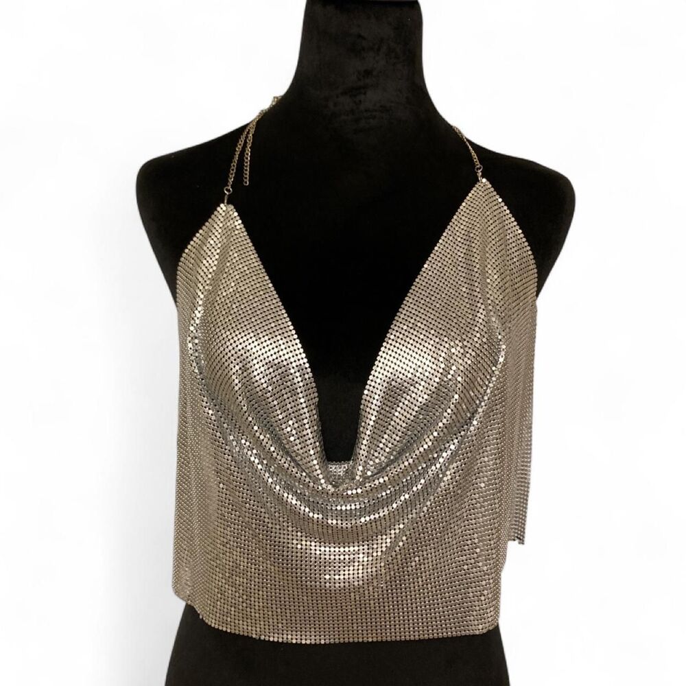 Unbranded Women's Silver and Gold Top